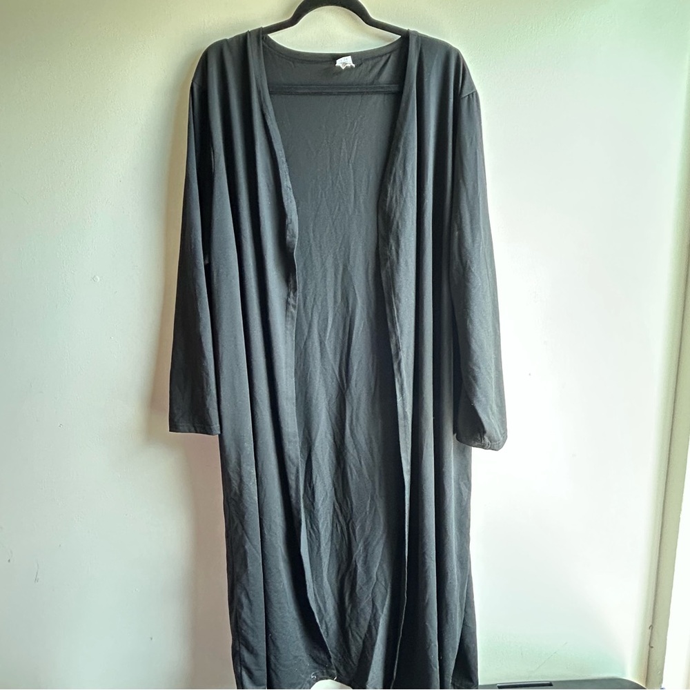Long Black Open Cardigan